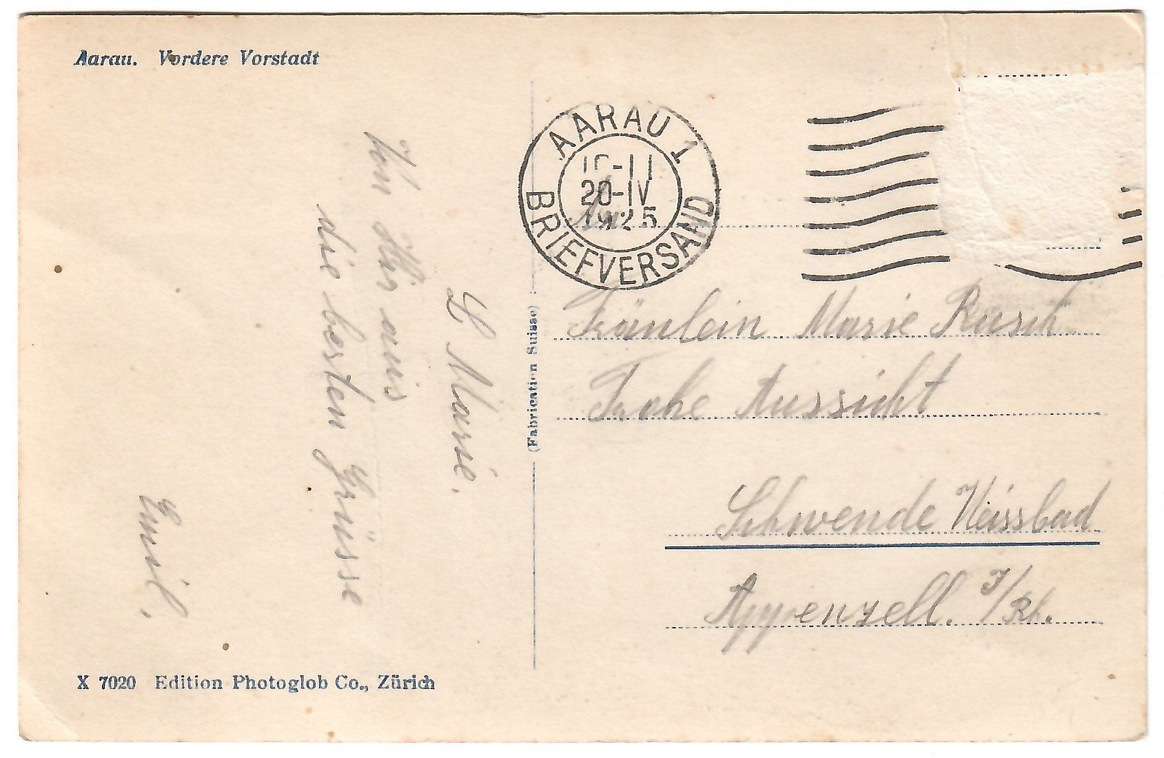 Cartoline postali: Ansichtskarte Aarau,  Vordere Vorstadt – Usato da Kerns venduto da etma3 1