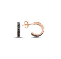 Ohrringe Creole Alliance Zirkon schwarz 12mm 925 roségold