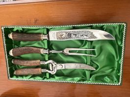 Baron Solingen Jagdmesser Set Hirschhorn 4-teilig Kasten