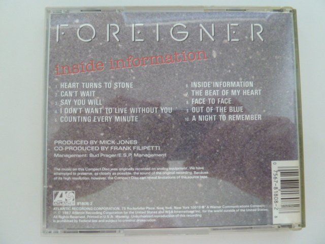 CDs: Foreigner - Inside Information  (vergriffen) – Gebraucht aus Au ZH von sikoku 2