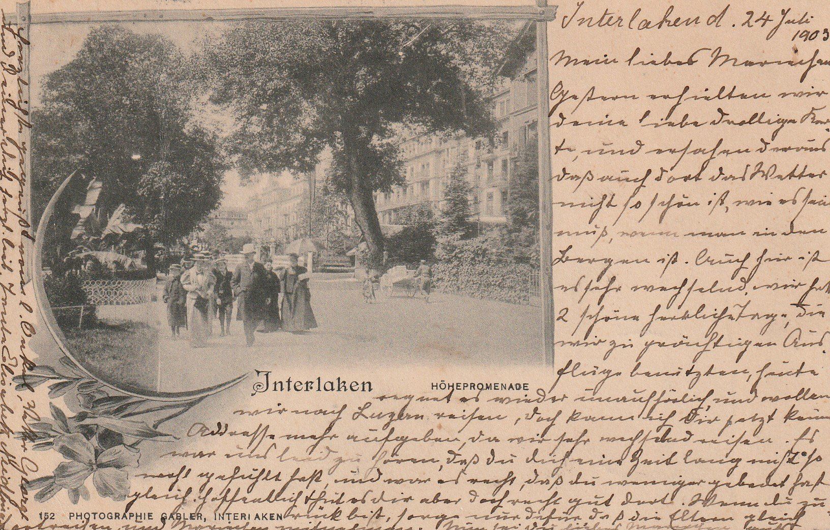 Cartoline postali: AK - Interlaken - gel. 24.7.1903 – Usato da Fribourg venduto da schnalla92