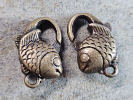 2x Fisch Verschluss Karabiner Schmuck Kette Endteile Basteln