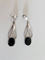 2 Ohrhänger, Sterlingsilber und Onyx, Vintage 80er