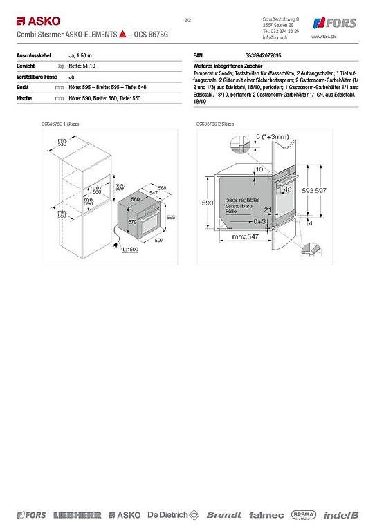 Forni: 2-jährig - Schnäppchen Combi Steamer ASKO ELEMENTS OCS 8678G – Usato da Schiers venduto da oer_dv98 4