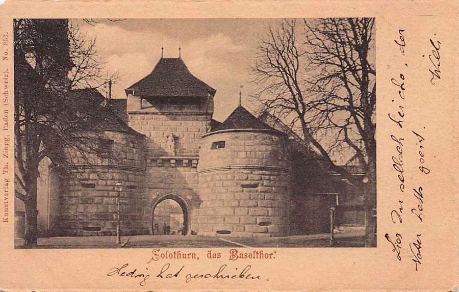 Cartoline postali: Solothurn, das Baselthor, gelaufen 1900 – Usato da Frauenfeld venduto da POML