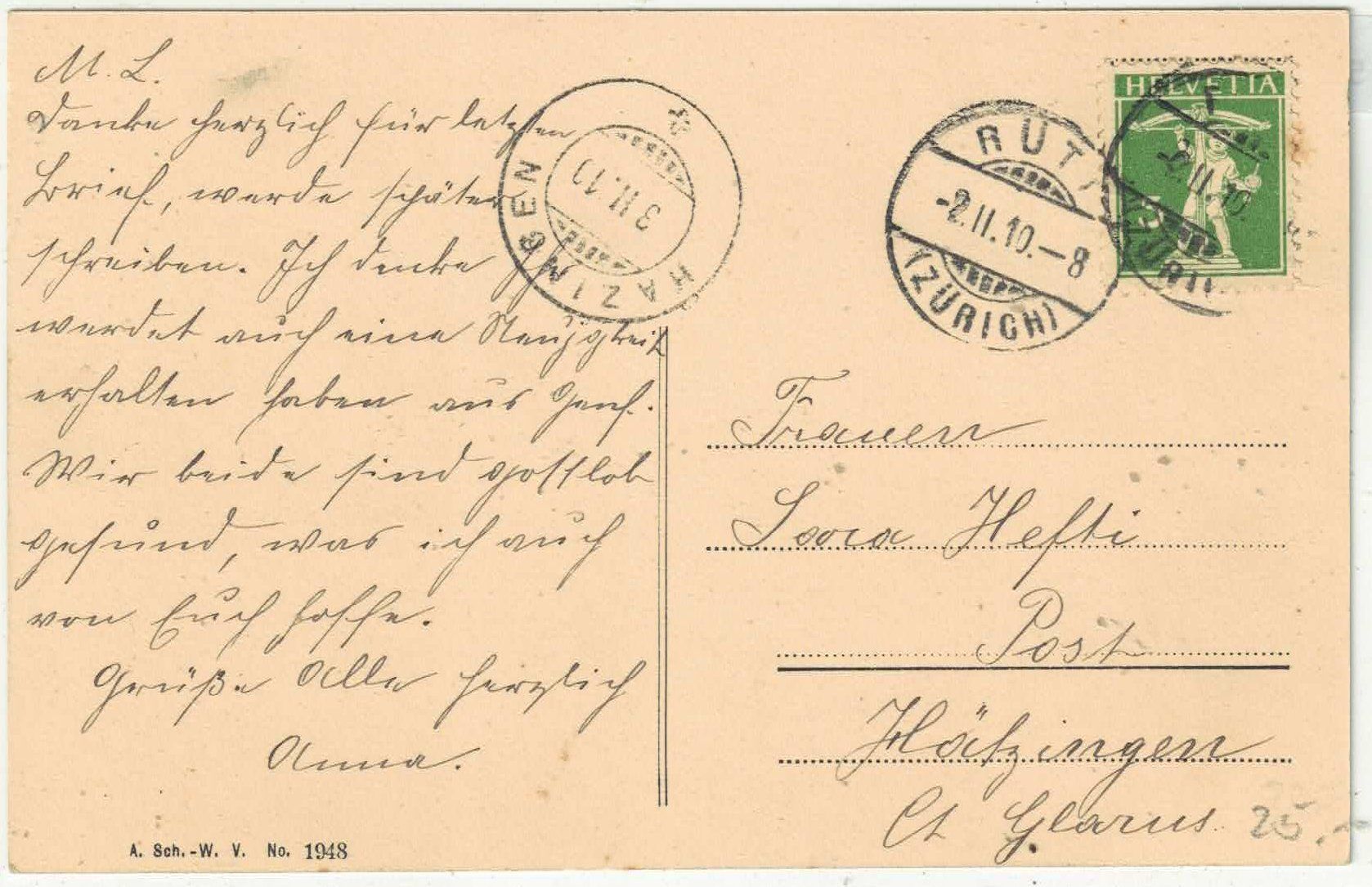 Cartoline postali: Rüti ZH - Partie mit Kirche – Usato da Ettingen venduto da Kartenplanet 1