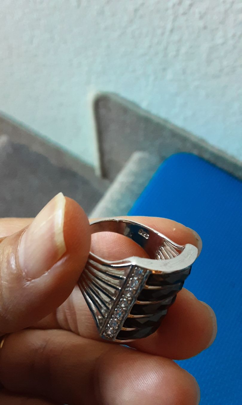 Anelli: Silver 925 Ring with Black Stones and Crystals  – Nuovo (secondo la descrizione) da Wetzikon ZH venduto da Balloonartist 3