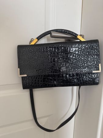 Sac vintage années 70 en cuir noir