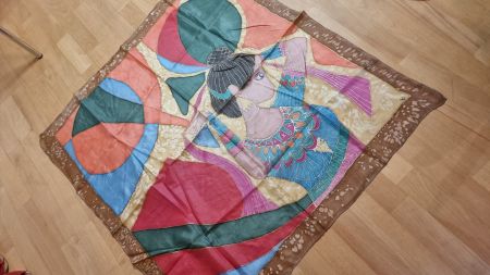 Handgemalte Seidentuch Tuch Schal Vintage Ägypten bunt