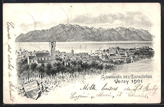 Ansichtskarten: Litho Vevey, L'Exposition 1901, Blick  – Gebraucht aus Berlin von bartko-reher
