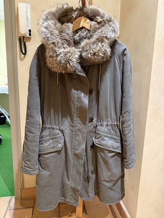 Yves Salomon Army Parka, mit Fell gefüttert, in Khaki