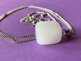 Silberkette mit Selenit weiss (55cm)
