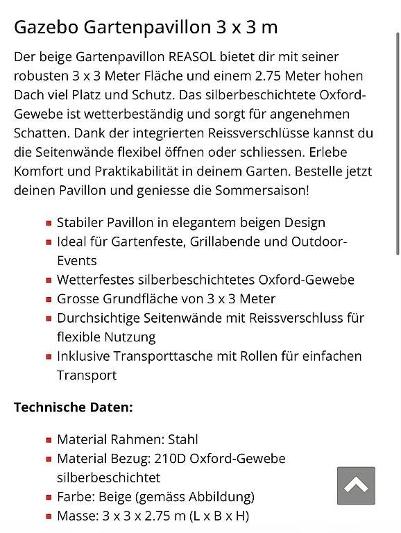 Tende & Padiglioni: Pavillon  – Usato da Sempach venduto da Odaniels 2