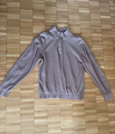 Strickpullover Troyer beige – Grösse M – Half-Zip