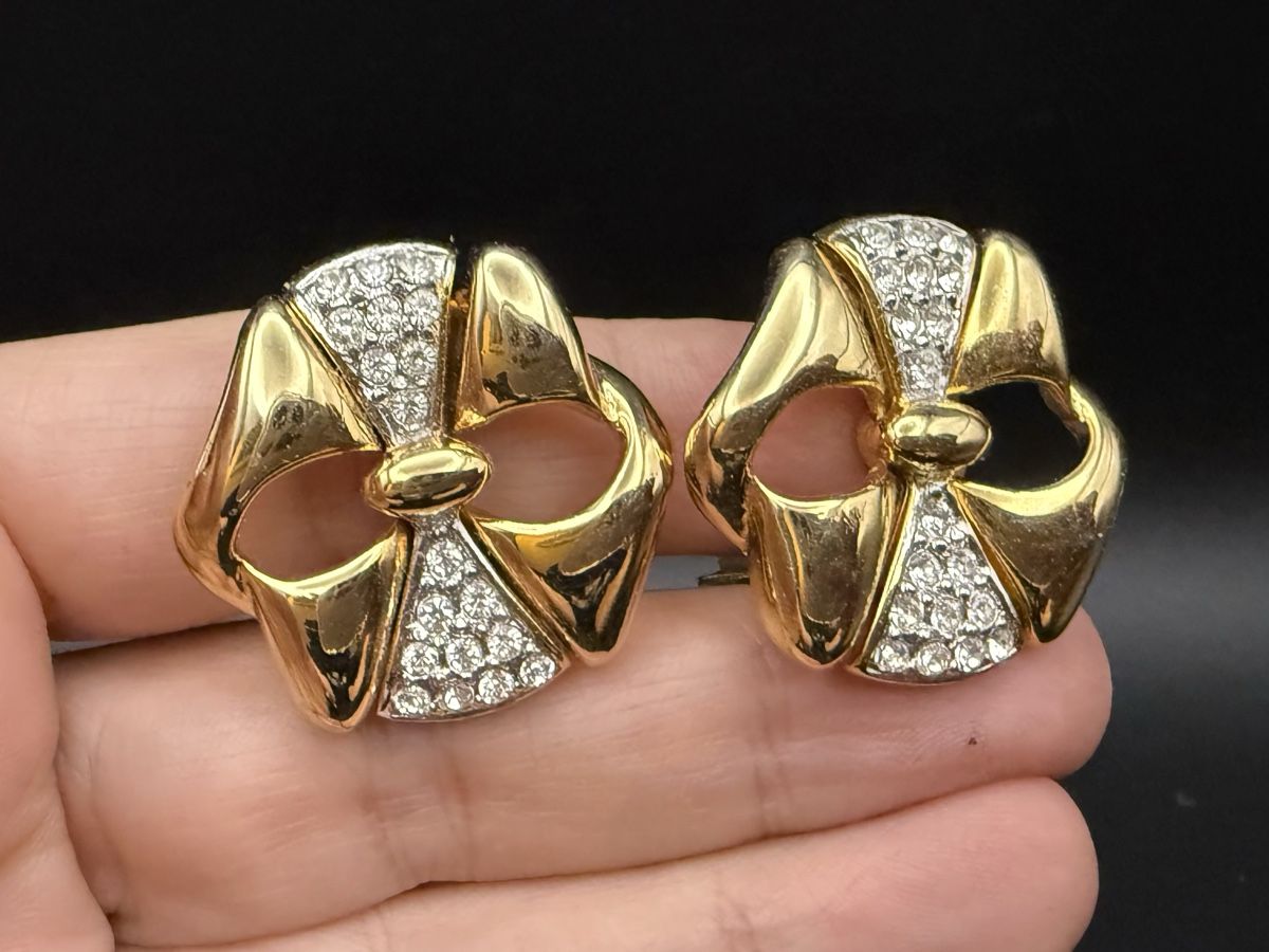 Ohrringe & -stecker: Vintage-Ohrringe Cabouchon Paris - Goldfarben – Gebraucht aus Lamone von LaCantinaMagica 3