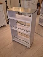 Desserte blanche à roulettes avec plateau inox Très Bon état