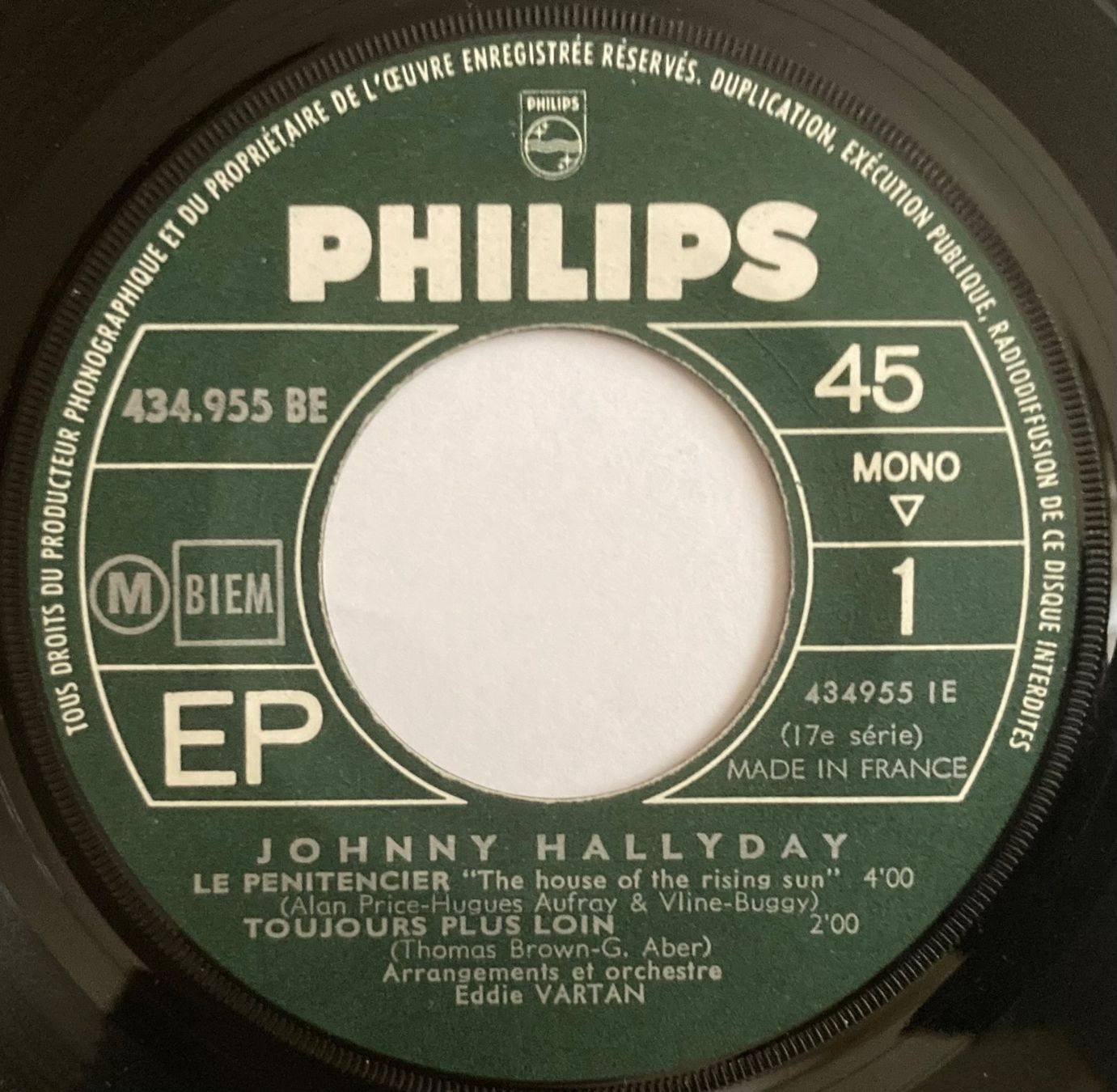 Schallplatten: JOHNNY HALLYDAY - LE PÉNITENCIER – Gebraucht aus Poliez-Pittet von Newtown-Records 2