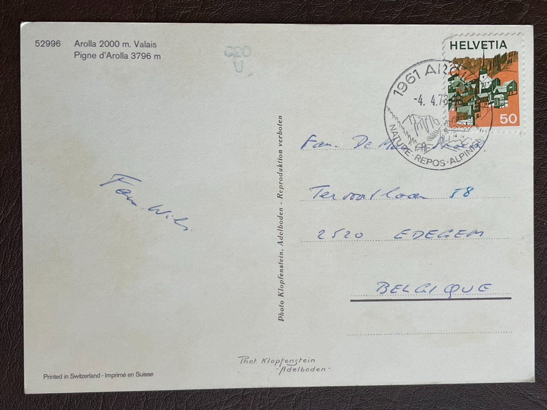 Cartoline postali: Arolla - 1973 – Usato da Steg VS venduto da _vinci_ 1