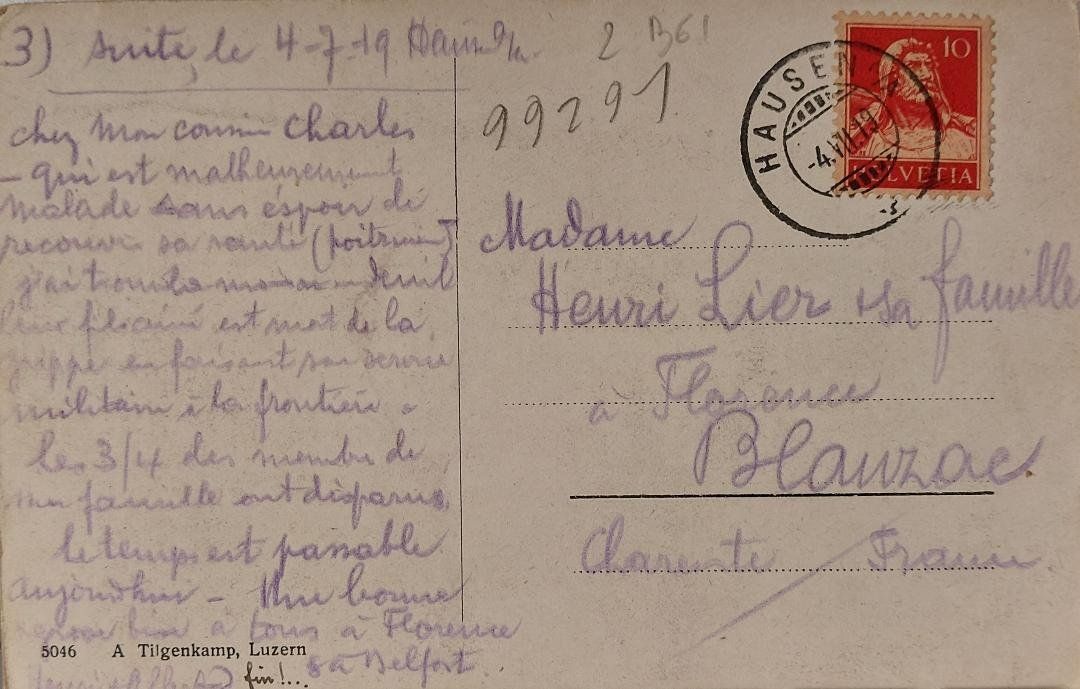 Cartoline postali: HAUSEN am Albis - 1919 – Usato da Delémont venduto da Domdom1 1