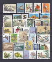 CHINA LOT mit  33 verschiedenen Marken und Block gestempelt
