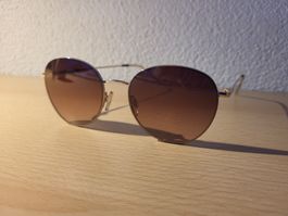 Sonnenbrille rund braun-rosa Metall