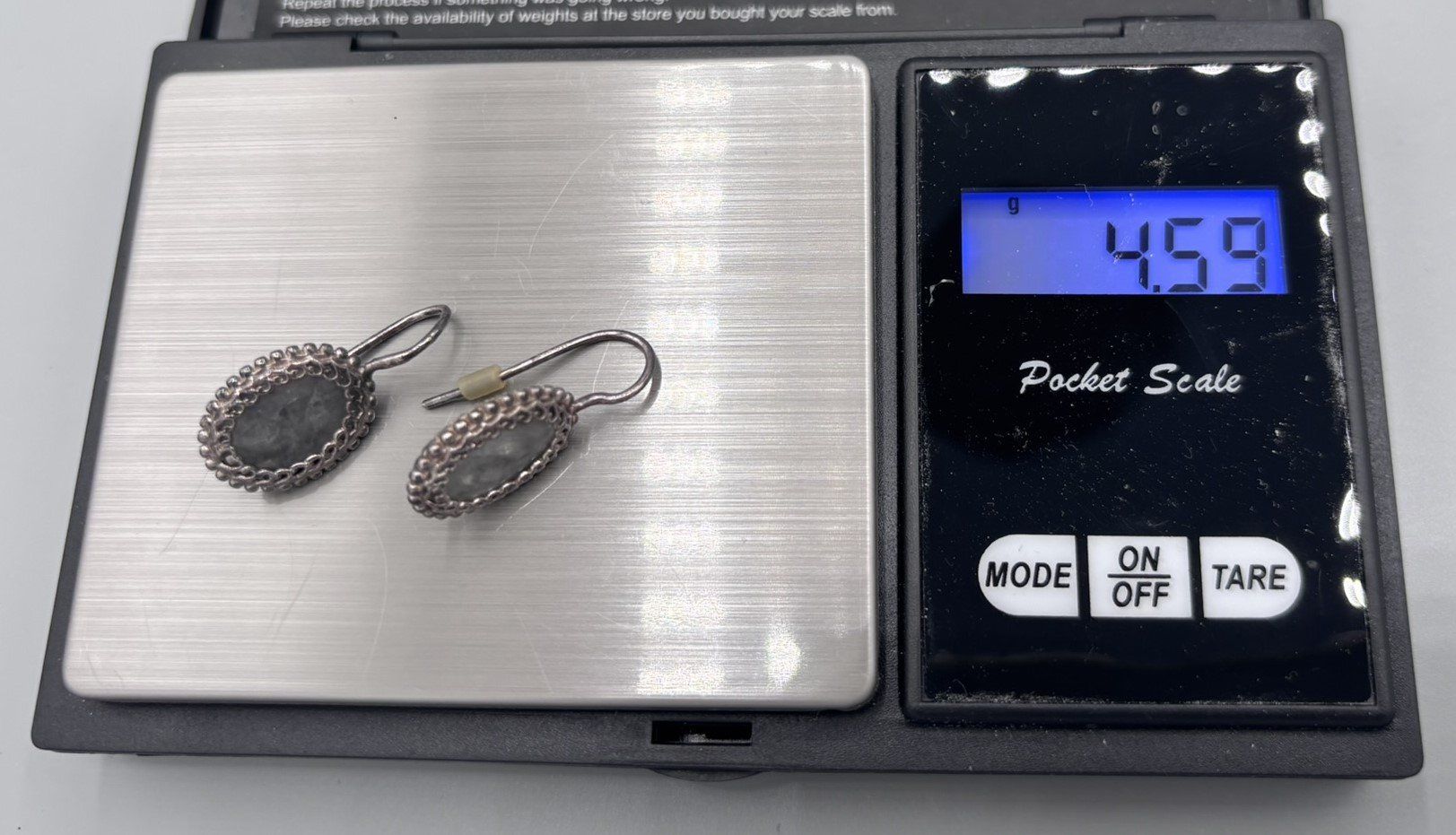 Orecchini pendenti & Orecchini a lobo: 925 Silber Ohrringe Vintage Boho Ethno mit grauem Stein – Usato da Brunnen venduto da mel_79gf 4