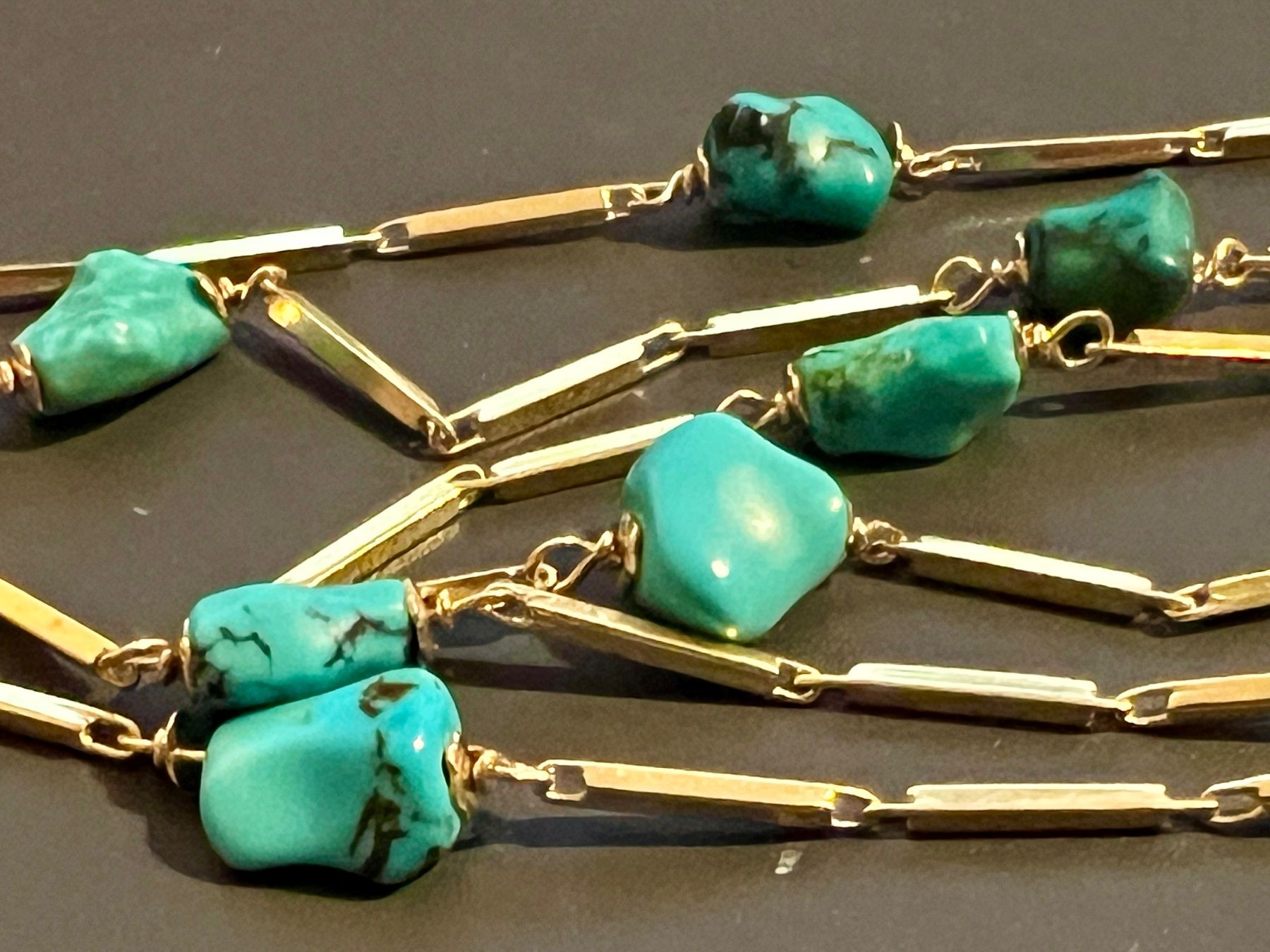 Catenine: Gold-Collier 18K mit Türkisen – Usato da Chur venduto da Penting1935 2