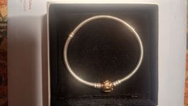 NEU PANDORA SILBER ARMBAND MIT VERGOLDETEN VERSCHLUSS 19 CM