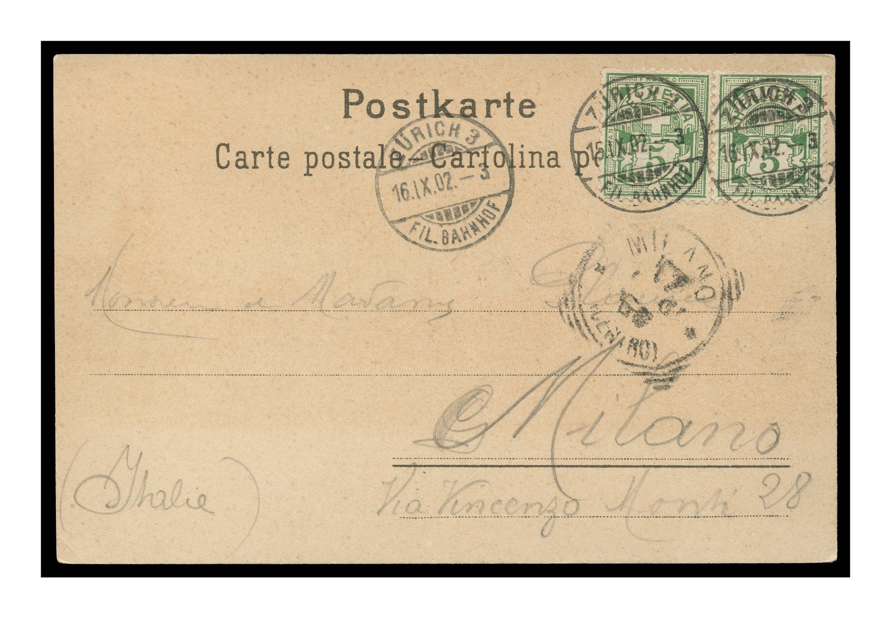 Ansichtskarten: ZÜRICH - 1902 "Vue générale" – Gebraucht aus Onex von gonsla01 1