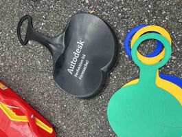 Hand-Schlitten 4er Set Kinder Kunststoff verschiedene Farben
