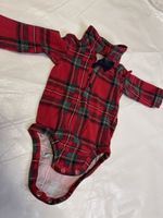H&M Baby Body, Gr. 50, rot kariert, festlich, Winter