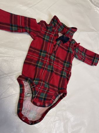 H&M Baby Body, Gr. 50, rot kariert, festlich, Winter