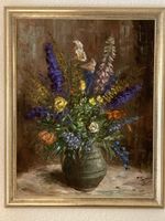 Blumenbild, Oel auf Leinwand, datiert, signiert Leuthard 75