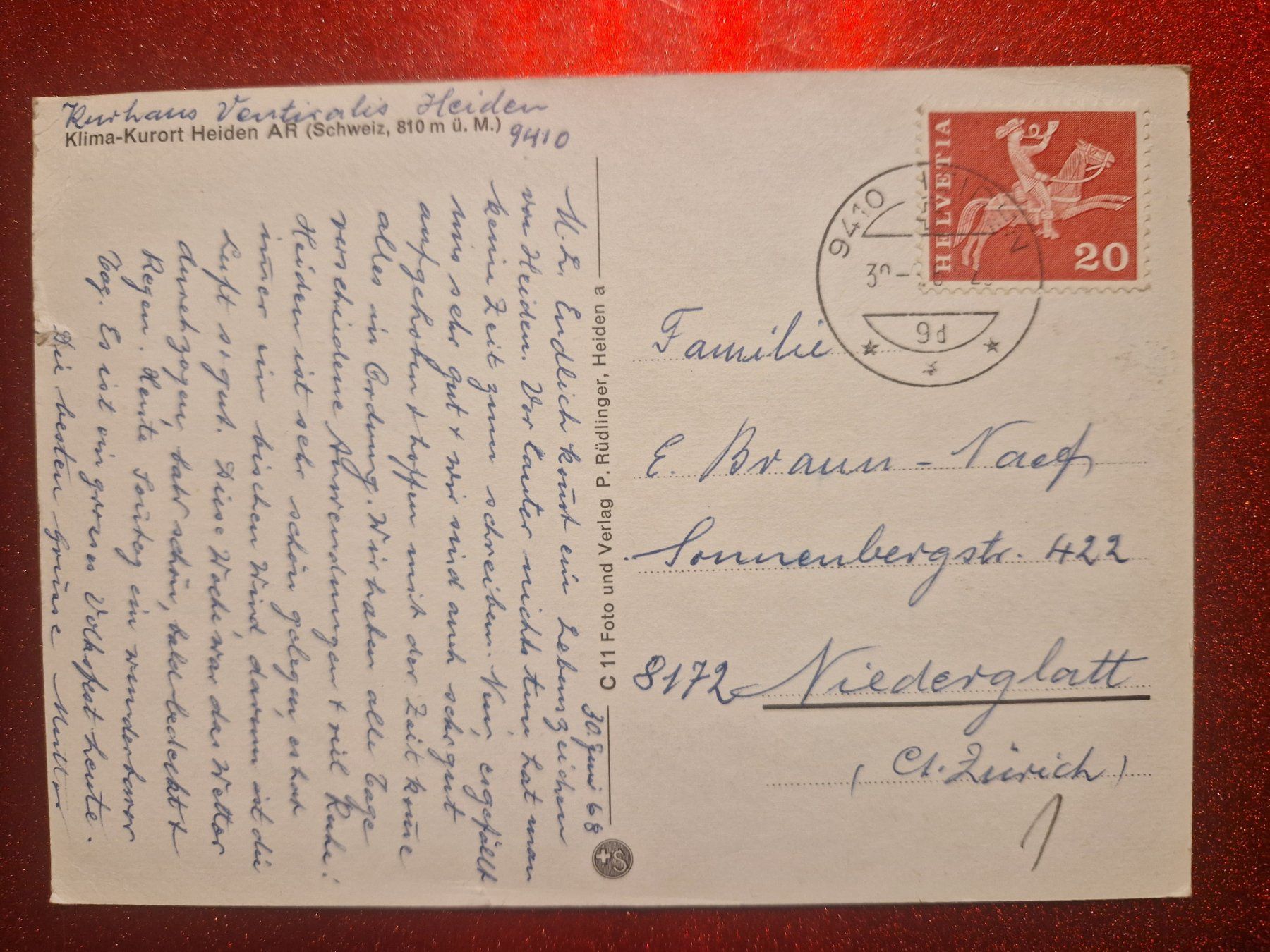 Cartoline postali: Heiden AR - Klima-Kurort 1968 – Usato da Melchnau venduto da Fishel 1