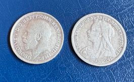 2x 3 Pence Munzen George V und Victoria 1918 1898, ab 1 Chf!