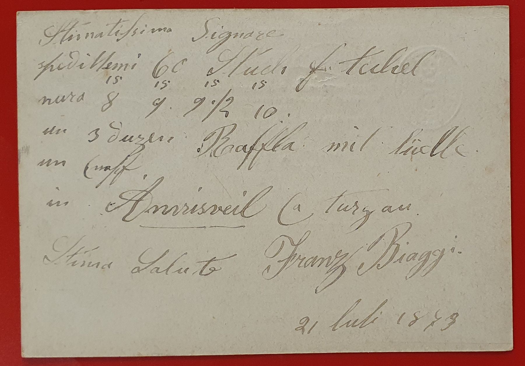 Tutti i francobolli: Ganzsache 1873 mit Stabstempel Sitterdorf – Usato da Kreuzlingen venduto da Rschweiz1 1