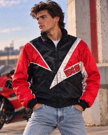 Veste de moto Vintage IXS Logo Cuir Taille S Bomber