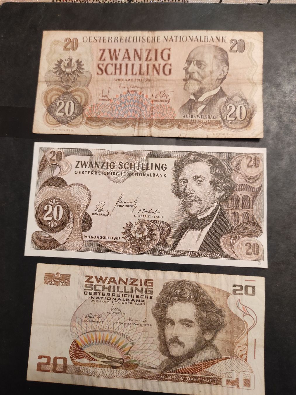 Banknoten: 3 billets autrichien de 20 Schilling différents – Gebraucht aus Couvet von lulul