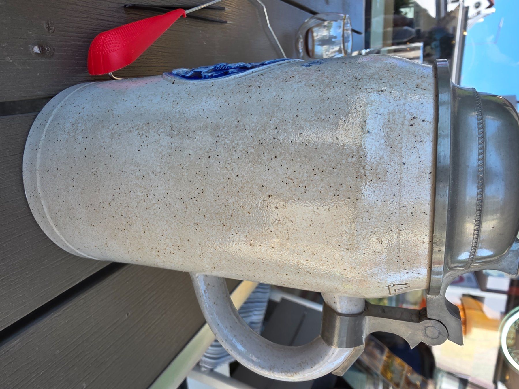 Gläser: Bierkrug Keramik mit Zinndeckel Verziert – Gebraucht aus Arbon von MadameLuLa9320 3