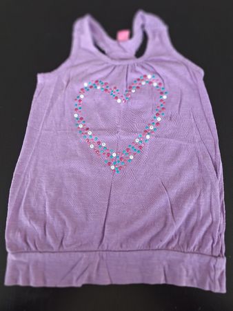 Mädchen Top Gr. 122 lila Herz Pailletten Spitzen Sommer Top