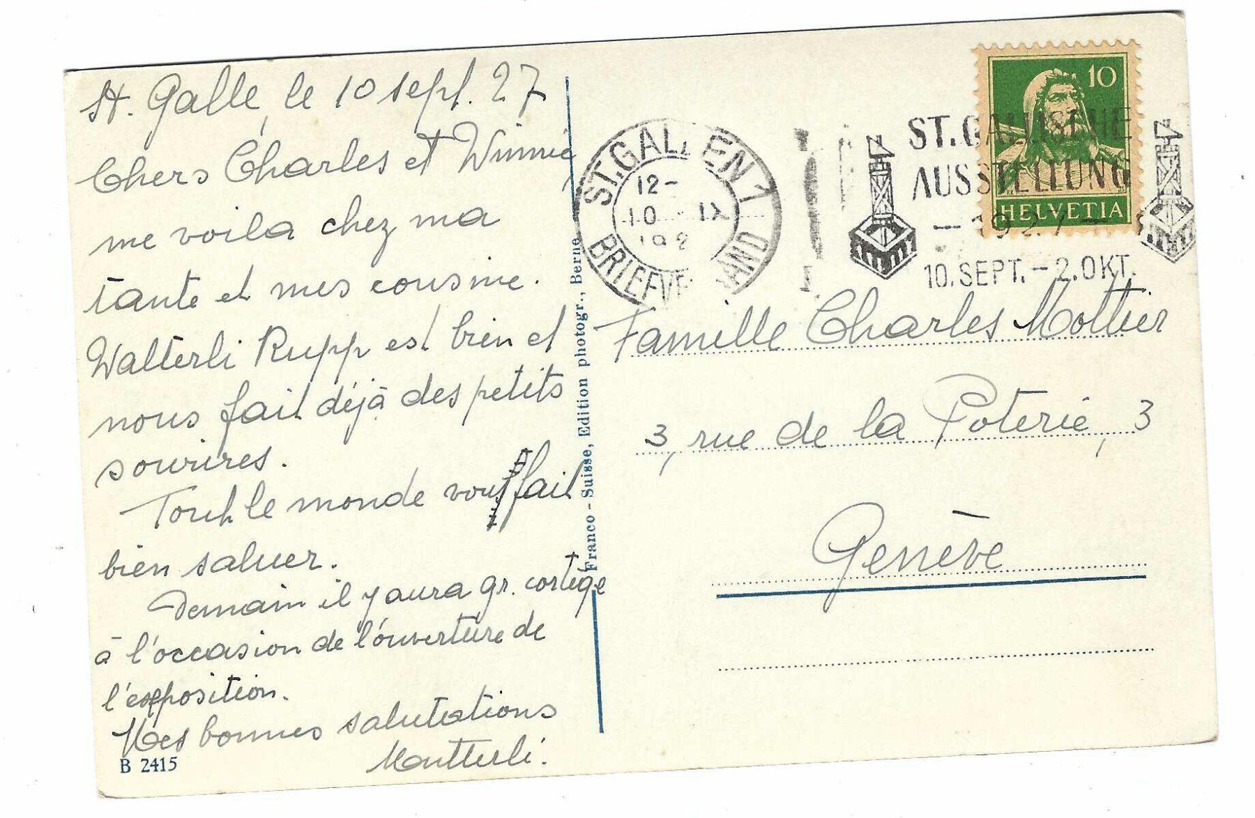 Cartoline postali: St. Gallen Stiftskirche 1927 af – Usato da Aarau venduto da fussball-fussball 1
