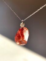 Rarität！925 Öse Unikat Edelstein Halskette, Edelstahl Kette