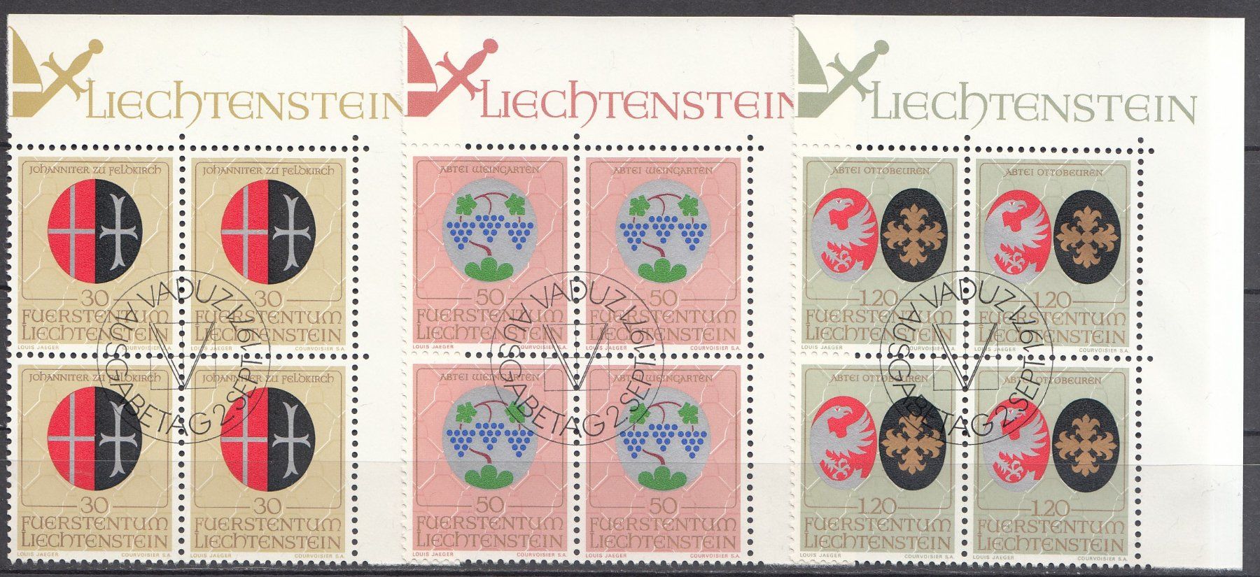 Tutti i francobolli: LBK 484 - 486 im 4er-Block mit ET – Usato da Bürglen TG venduto da StampGraf