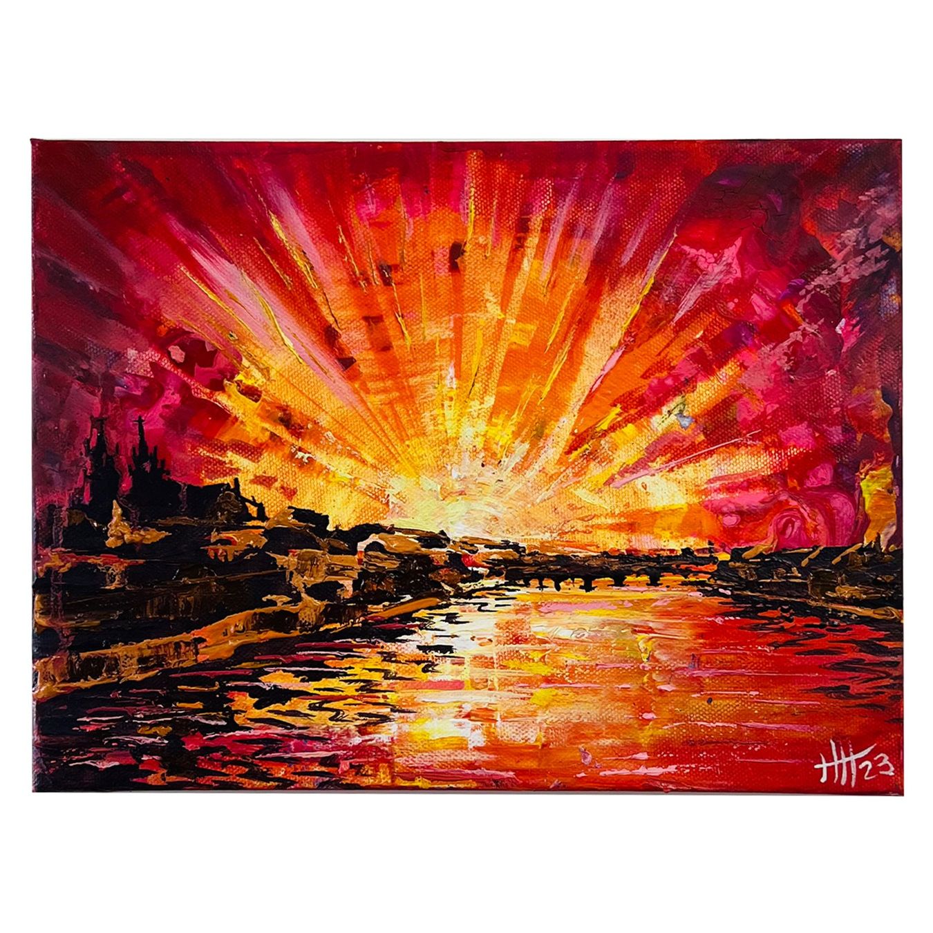 Dipinti: Basel Sunset auf Leinwand 24x30cm – Nuovo (secondo la descrizione) da Basel venduto da HNDidn