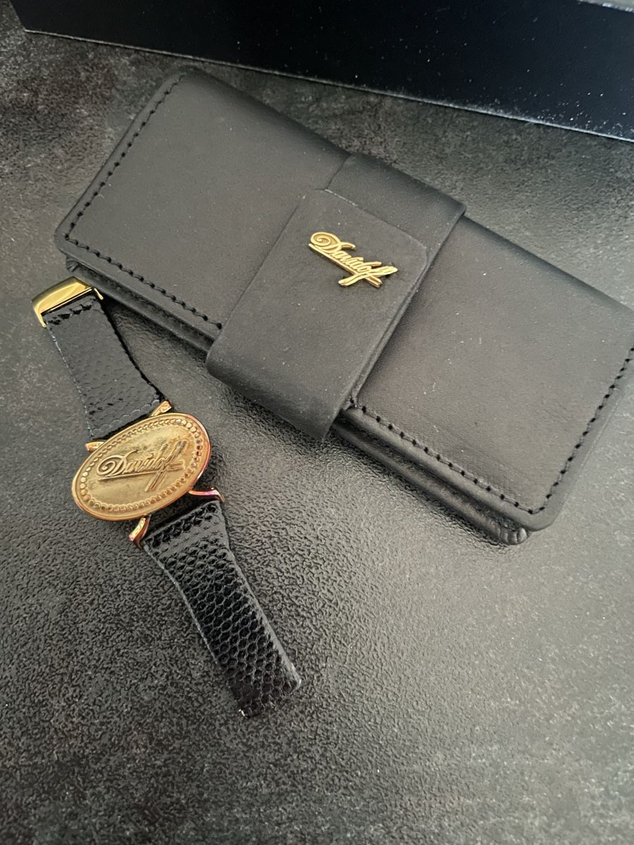 Davidoff Sigari: Bague Cigare Ring Davidoff Argent 800 Doré Cuir Noir – Usato da Vallamand venduto da Bricbracbroc82 1