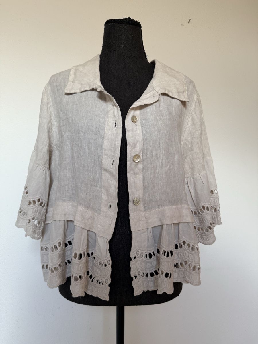 Camicette: Boho Leinenbluse / Blusenjacke aus Leinen – Nuovo (secondo la descrizione) da Sigriswil venduto da ck56 1