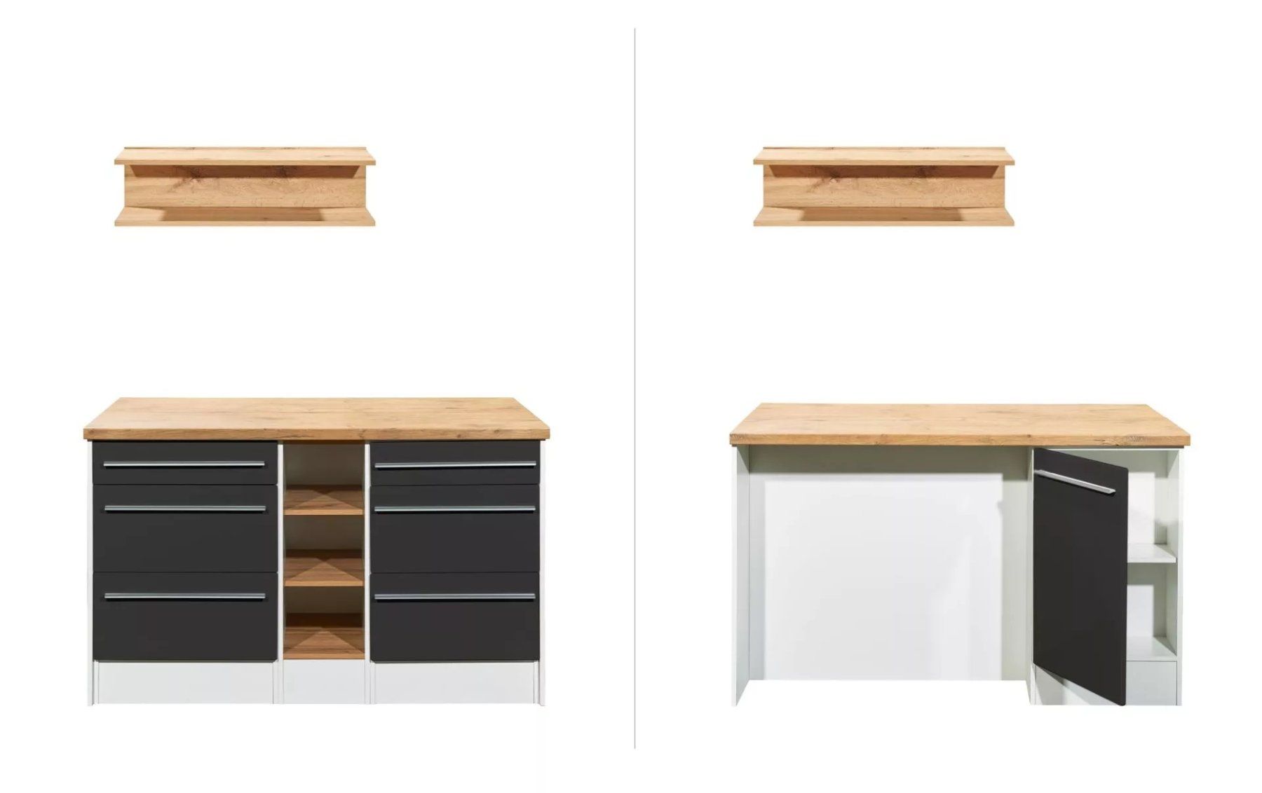 Cucine complete: 922 - Kücheninsel Gabriel 150cm mit Hängeregal Grau – Nuovo e nell'imballaggio originale da Wallenwil venduto da toesstalvertrieb 5