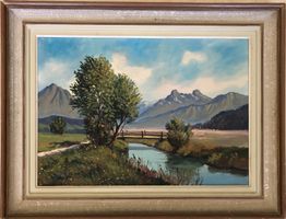 Öl auf Leinwand "Lindt bei Tuggen mit Mürtschenstock" Bild