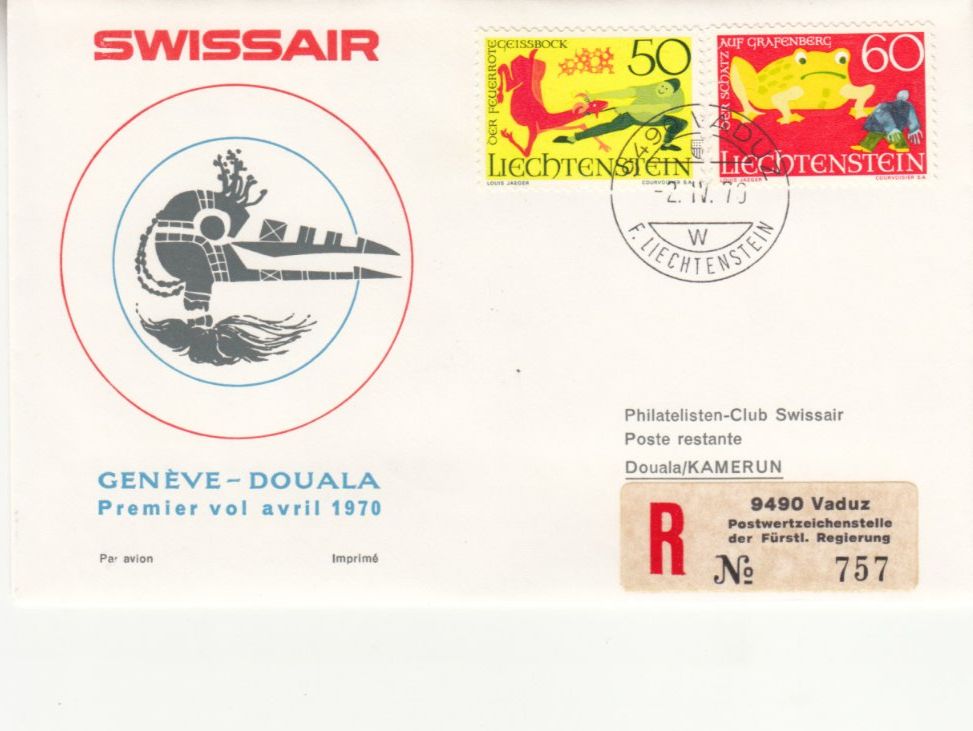 Alle Briefmarken: SLH RF 70.7aL Genève-Douala – Gebraucht aus Bürglen TG von StampGraf