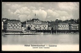 Luzern / Lucerne, Blick auf Hotel Schwei